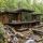 Modern wooden house with expansive glass walls set among dense green forest, built over a rocky, flowing stream.