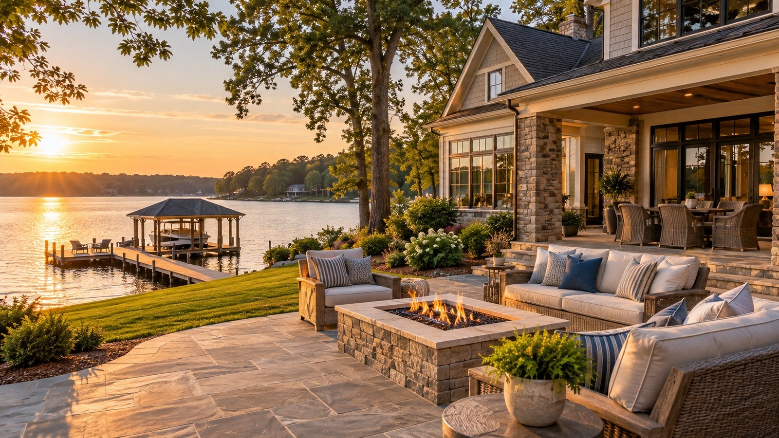 Lake Oconee waterfront home and outdoor living areas prepared for a clean and guest-ready lake weekend.