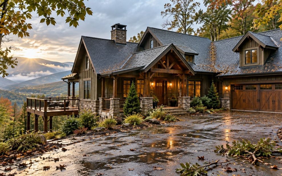 Northeast Georgia mountain getaway home after changing weather illustrating routine property condition checks.